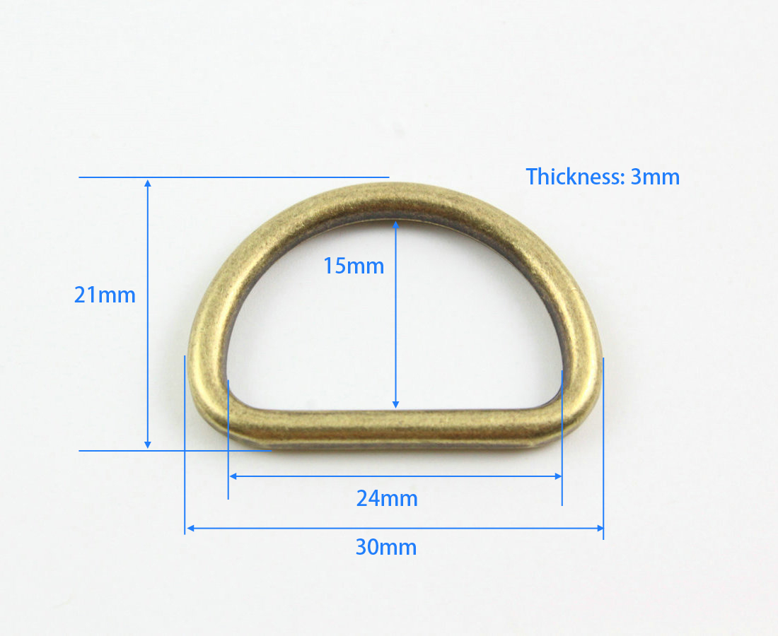 50 stykker 24mm (1 ") antik messing farvet svejset metal d ring til taske håndtaske