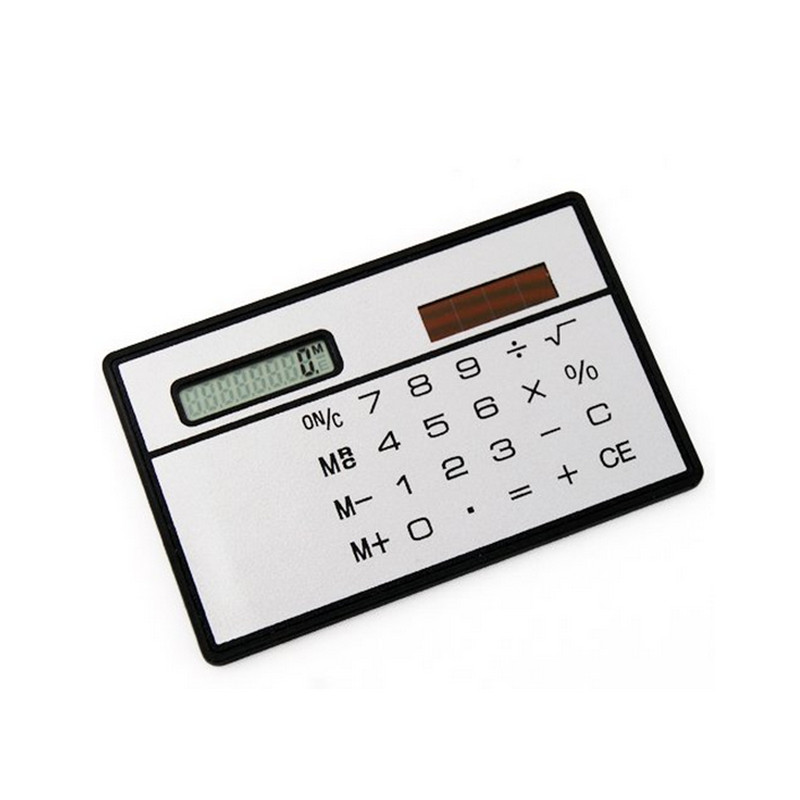 Binful slim kreditkarte billig solar power taschenrechner neuheit klein reise kompakt: Silbrig