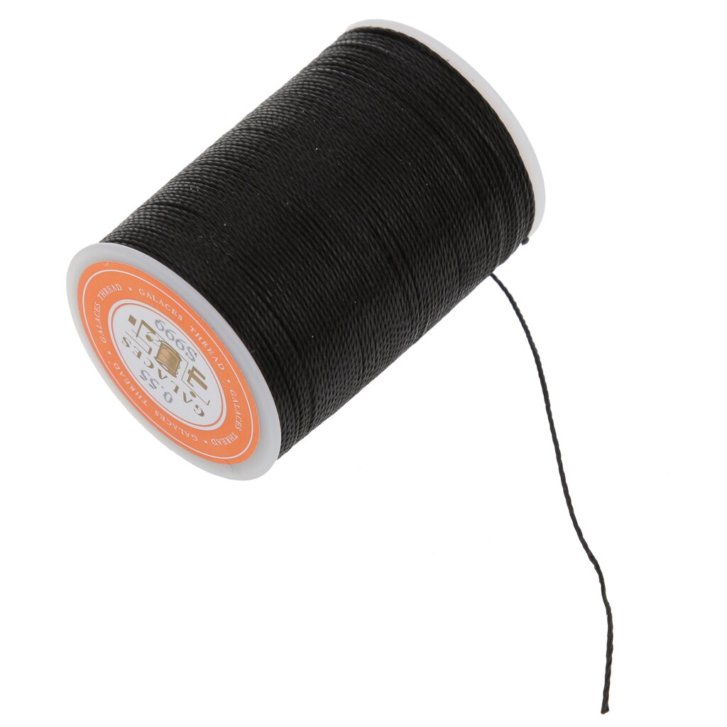 Nuevas de cuero trabajo artesanal costura redonda encerado cadena hilo 0,55mm para la cartera a bolsa 10 colores ropa fuerte hilo de coser: Black