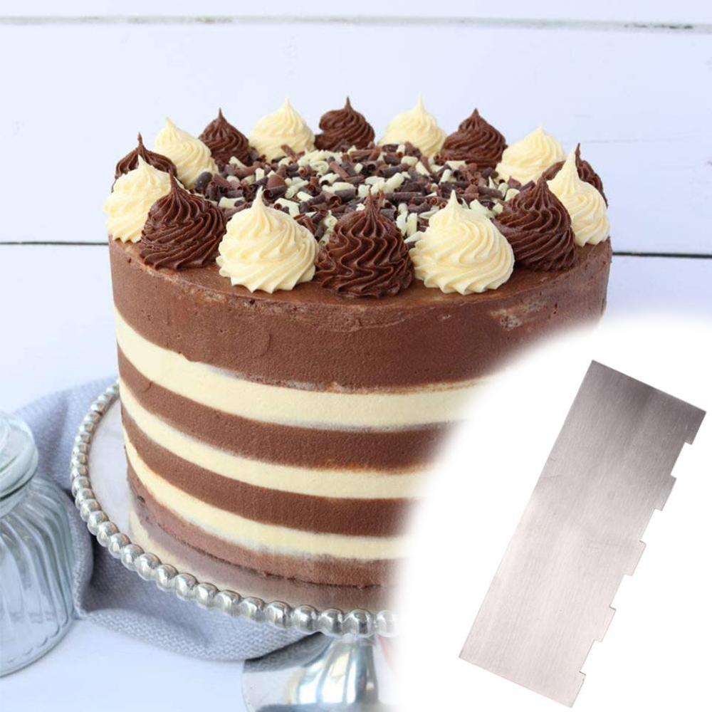 Streifen Stahl Schaber Schaber Kuchen Spatel Backform Backen Gute Glättung Zubehör Werkzeug Creme Küche B3H2
