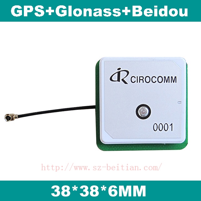 GPS antenne, BeiDou + GLONASS + GPS antenne, cirocomm interne actieve patch GNSS antenne 38*38*6mm, BT-0001