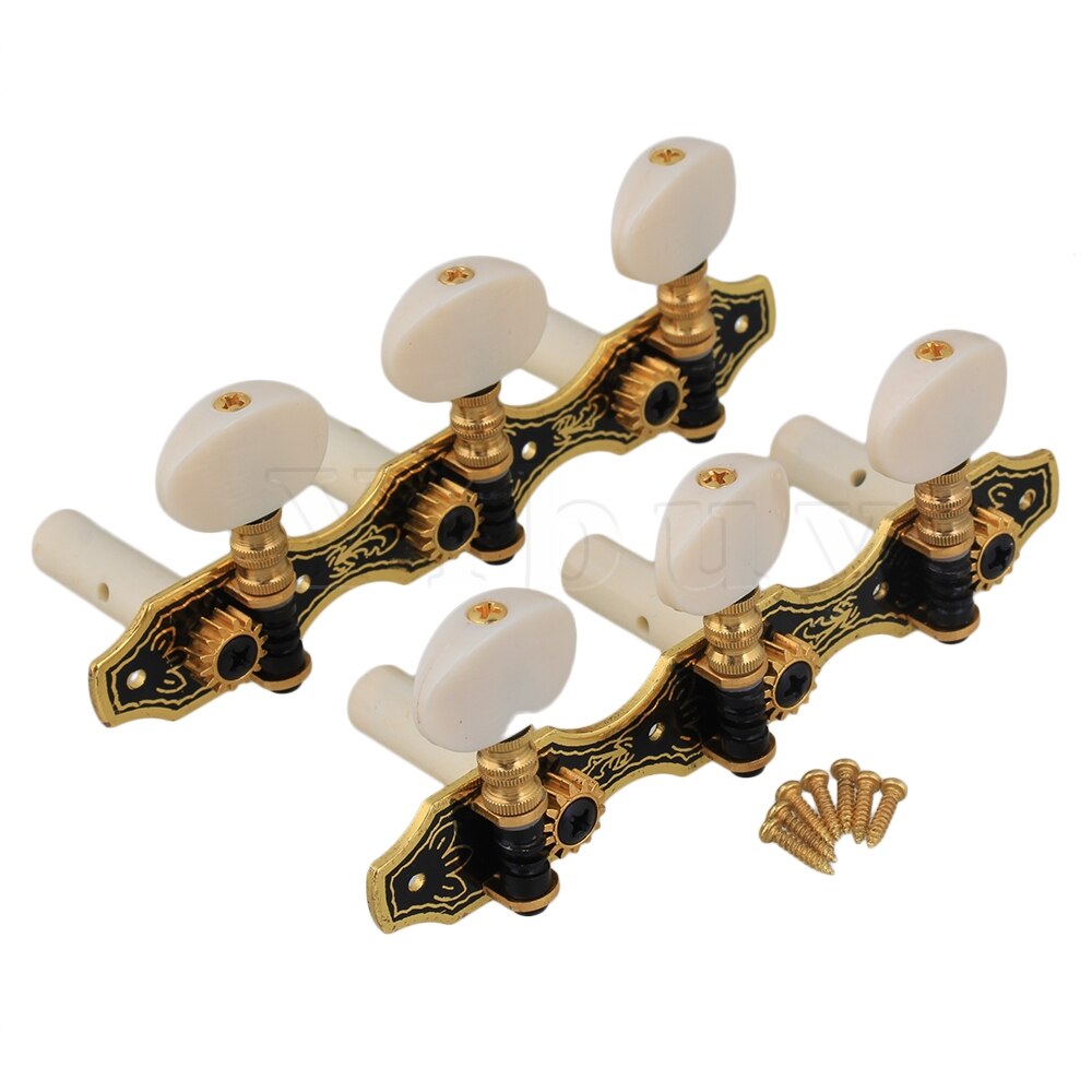 Yibuy 2 x klassieke gitaar 3 on plaat 1 l 1r zwarte stemmechaniek met beige tip