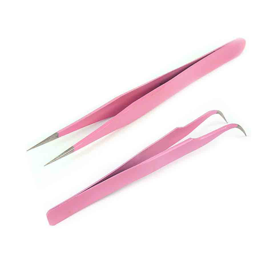 Vetus Ultra Precisie Pincet Voor Wimper Verlenging, Gebogen En Rechte Pincet Voor Wenkbrauw Roestvrij Pincet