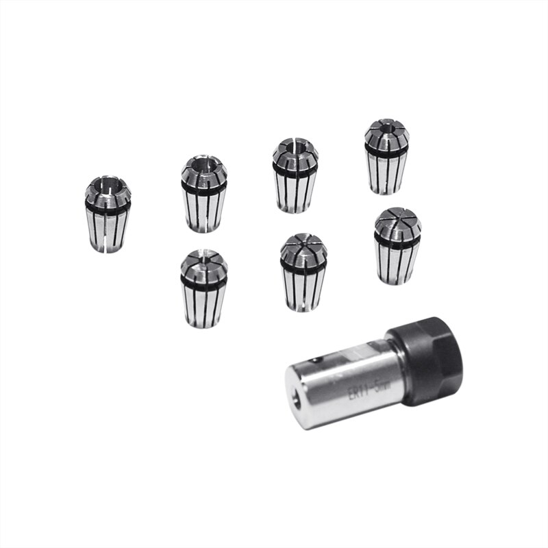 7Pcs High Carbon Staal ER11 Spring Collet ER11A 1/2/3/4/5/6/7Mm Set + 5Mm Verlengstuk Motor Shaft Houder Voor Cnc Draaibank Graveren