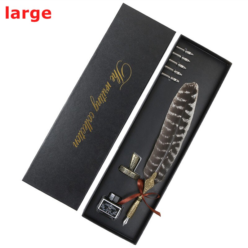 Retro veer dip pen schrijfinktset schrijfwarendoos met 5 pennenpunten bruiloft veer vulpen moederdag: Vulpen -p