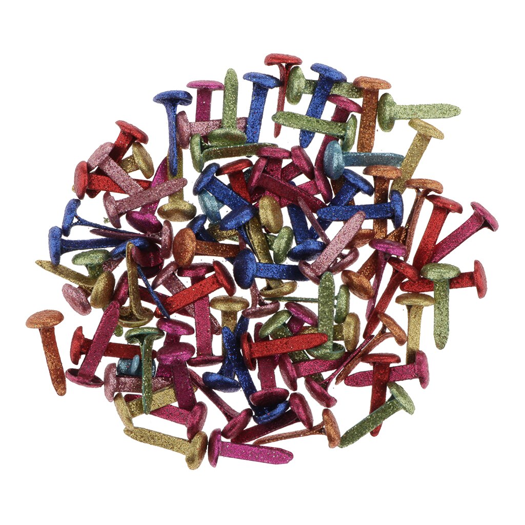 8x15mm surtido de colores brillantes Mini sujetadores de papel latón Pastel Metal Brads para Scrapbooking artesanías DIY papel: 50pcs glitter round