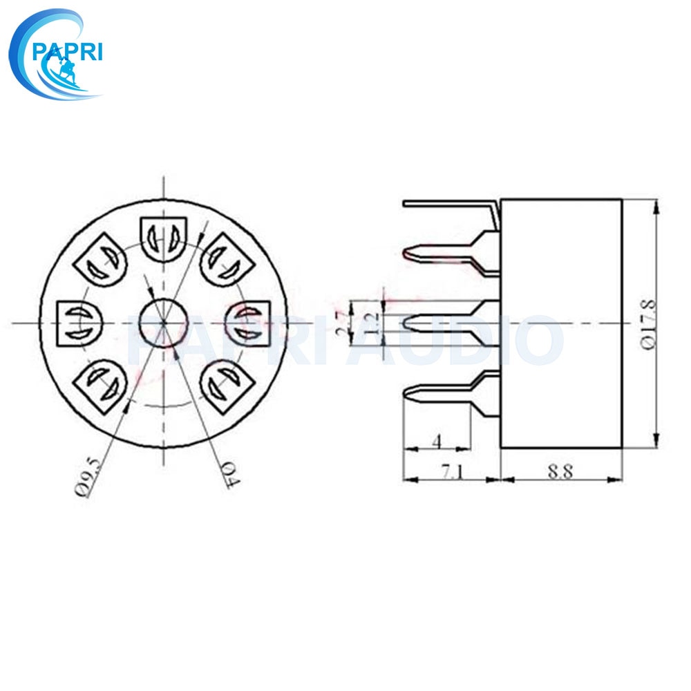 PAPRI 10PCS PCB Mount B7G Silver Plated 7pin Bottom Chassis Mount Tube Socket For 6Z4/EC92/EAA91