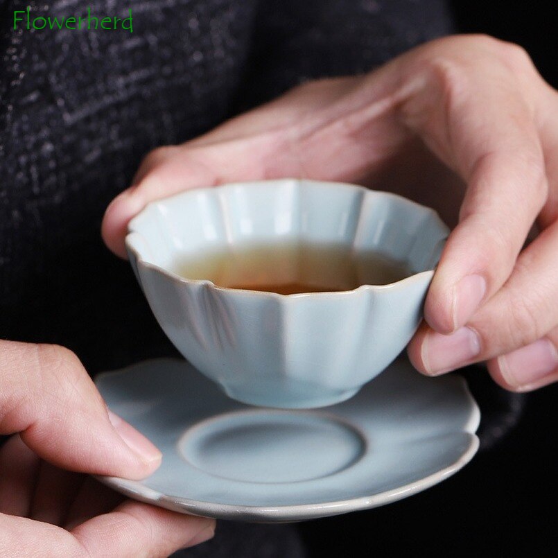 Ceramic Tea Cup Teaware Kung Fu Tea Set Cup Handmade Teacup Coaster Tea Trays Tea Bowl