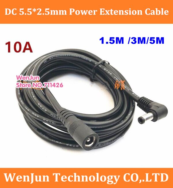1.5M/3M/5M elbow 19V power extension cable DC 5.5*2.5 male to female power cable DC 5.5x2.5mm for notebook / Projector 1pcs/lot