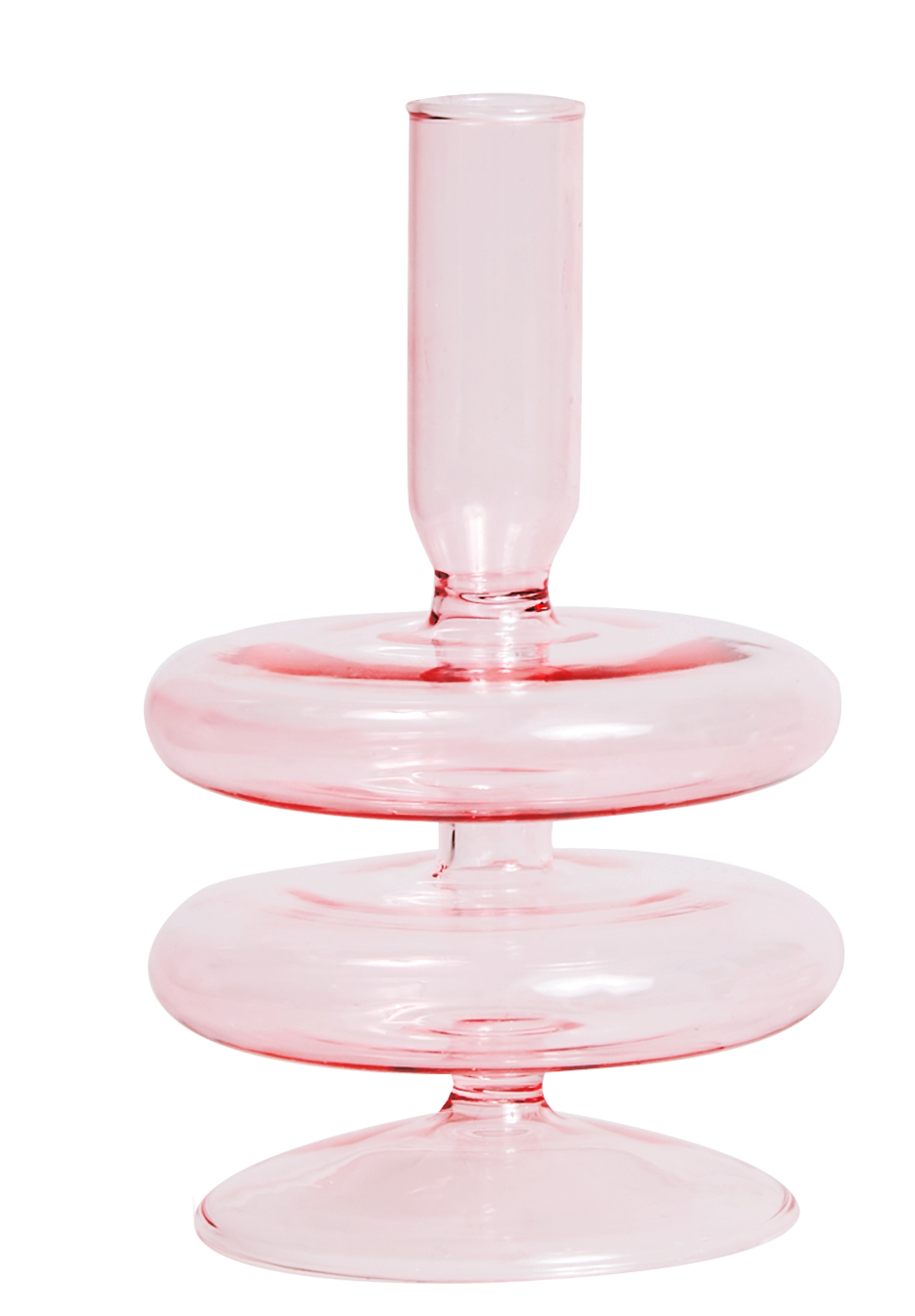 1pc Pink Glass Candle Holder Taper Candles Candlesticks Holder Wedding Table Centerpieces Nordic Home Decoration Vases: Pink