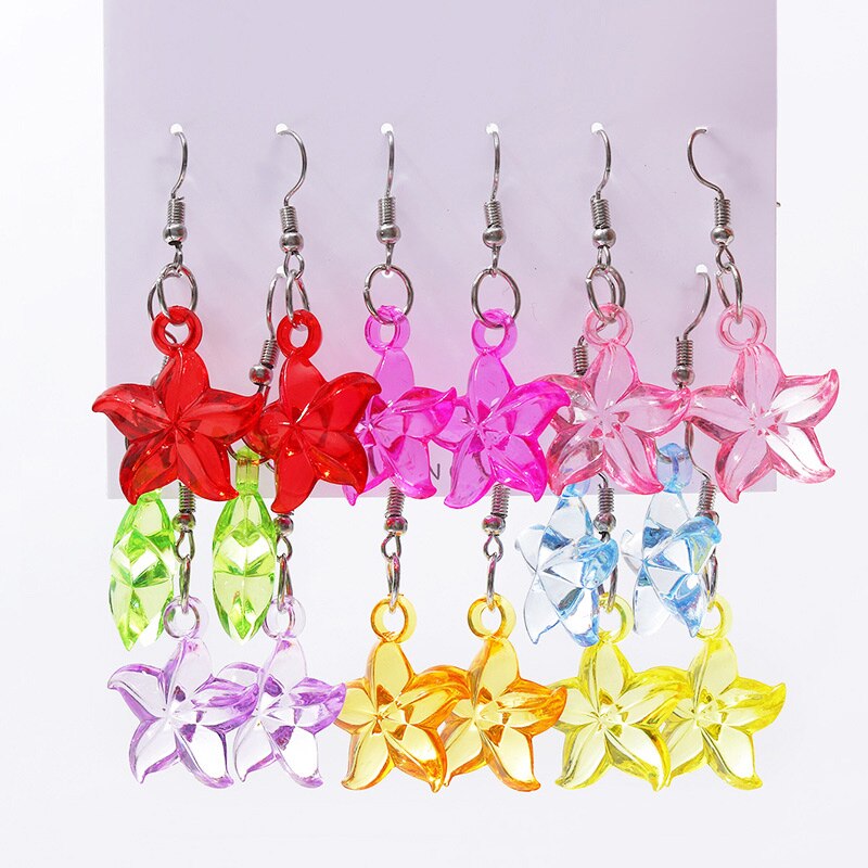 Boucles d'oreilles en forme d'animal et de dinosaure, 8 paires/ensemble, tendance, mignonnes, adaptées aux femmes, transparentes, ours, fleur, petites boucles d'oreilles, naissance amusante: 8 pairs EH3250