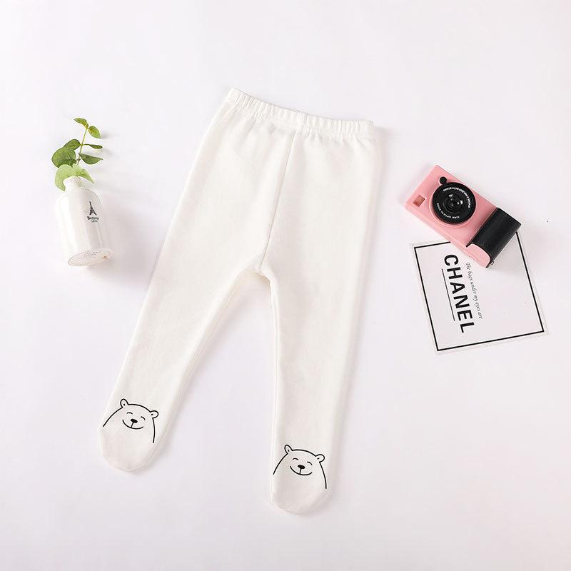 Automne hiver dessin animé ours bébé Leggings coréen bébé filles en peluche bas collants belle infantile vêtements -né pantalon: White Autumn / 12M