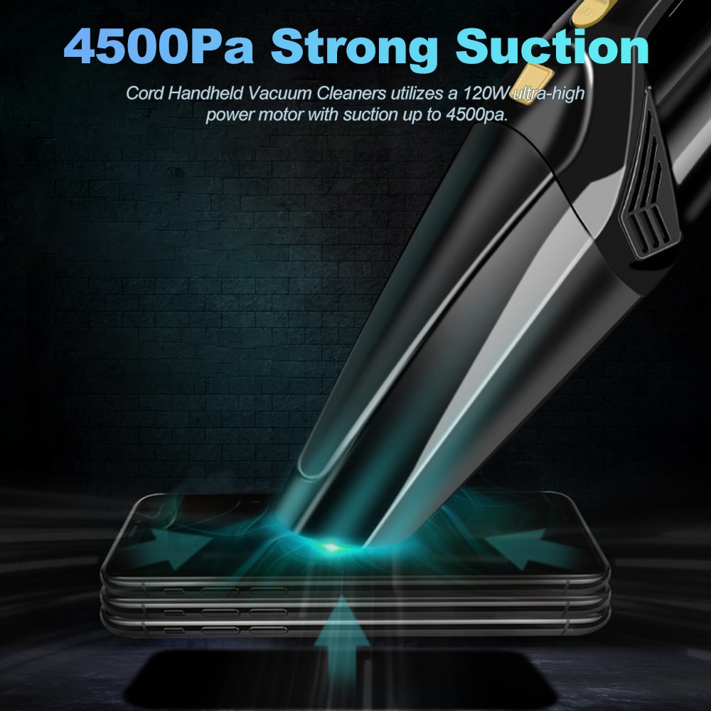 Car Vacuum Cleaner Corded Hand Vacuum Cord with High Power Mini Vacuum Cleaner Handheld Powered for Home and Car Cleaning