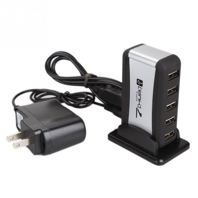 Suuri siirtonopeus verkkovirta us/eu pistoke sovitin muunnin usb 2.0 kestävä 7 portti nopea pc kannettavan tietokoneen keskitin #180817
