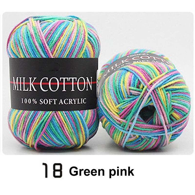 1 Piece Of 50g Milk Cotton Yarn Knitting Crochet Baby Cotton Yarn Velvet Hand-knitted Wool Crochet Scarf Hat DIY Sweater Gloves: green pink