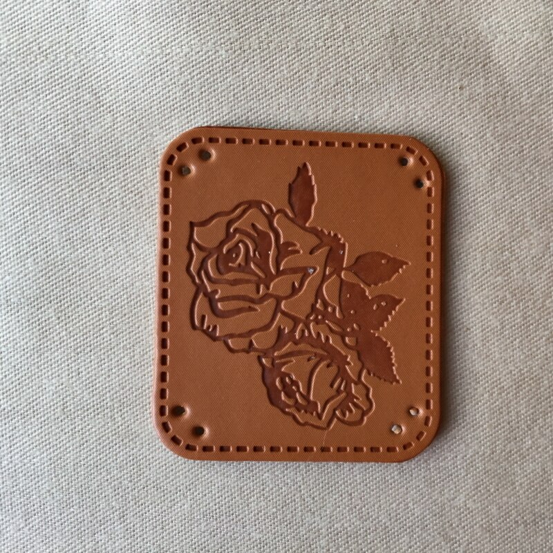 8 Designs DIY Handmade Accessories Zakka Style PU Label Handmade Small Hand-Sewn Decorative Leather: rose x1