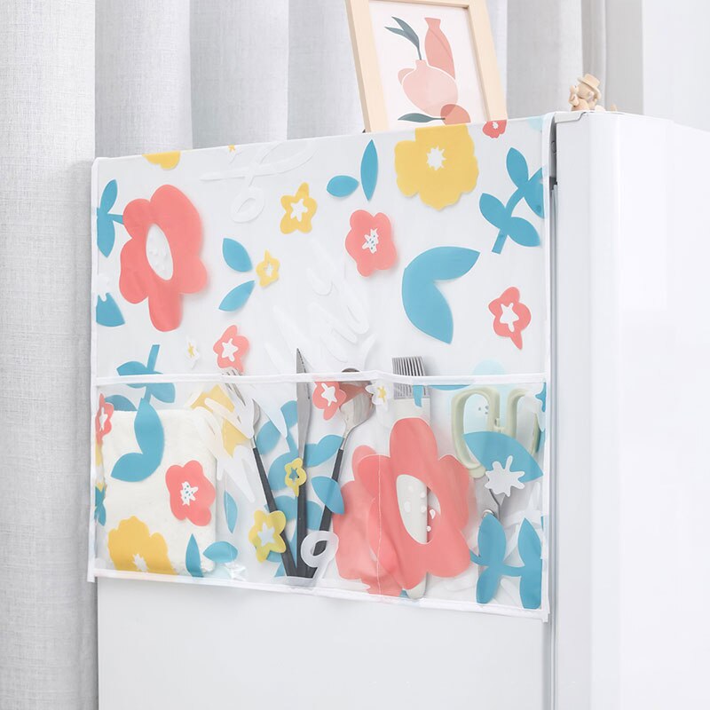 Kühlschrank Staub Abdeckung Tuch Schrank Wasserdicht Staub Abdeckung Blumen- Gedruckt Mit Lagerung Taschen Multi-Funktion Kühlschrank oben Tuch: Rosa