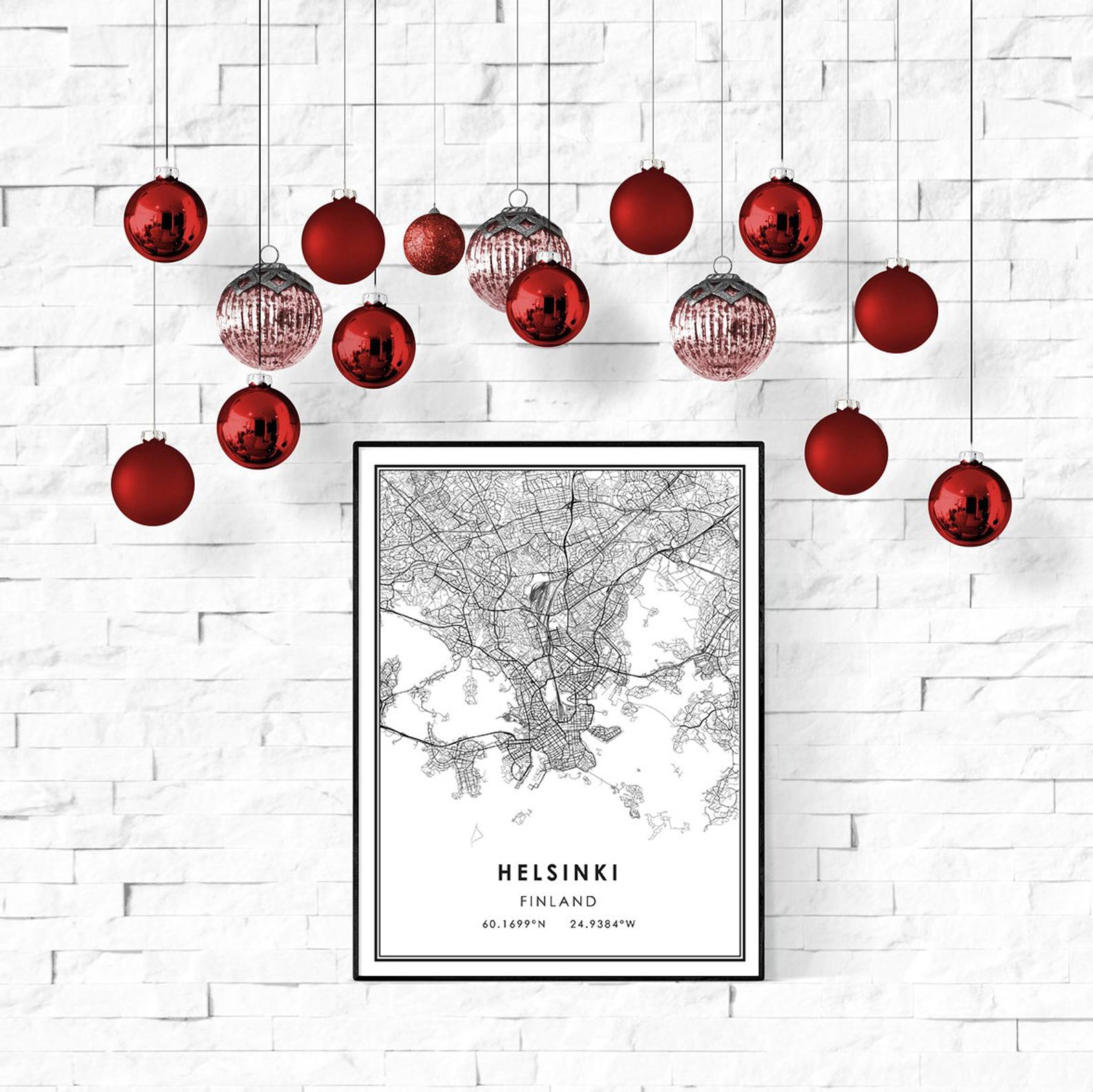 Helsinki map print poster canvas | Helsinki Finland city map print poster canvas