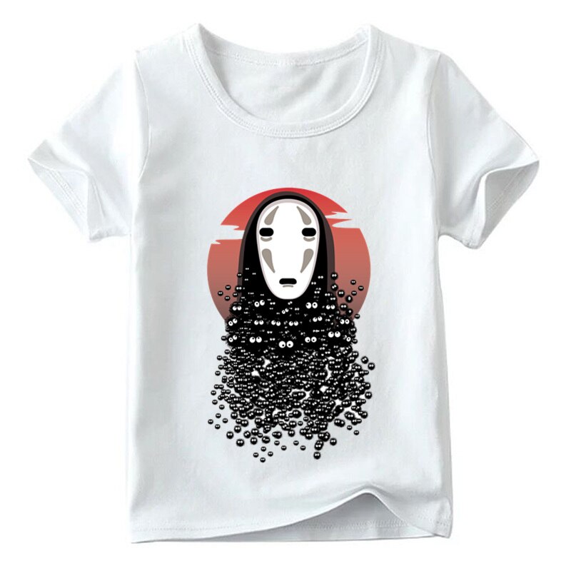 Bambini Anime The No Face Spirit Design divertente maglietta ragazzi/ragazze estate Cartoon top T-shirt bianca morbida per bambini, ooo2268: White C / 6T