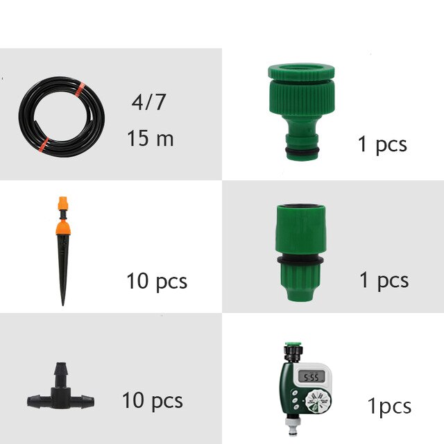 Automatic Mini-home Drip Irrigation Kit system With Smart Controller Sprinkler, Bonsai, Garden, Courtyard Lawn: 10M and Timer