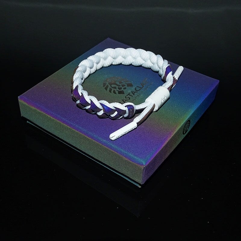 Olografica riflettente studente braccialetto dolce gli uomini e le donne coppie mano corda colorata catena di moda tessuto semplice regalo: bianca