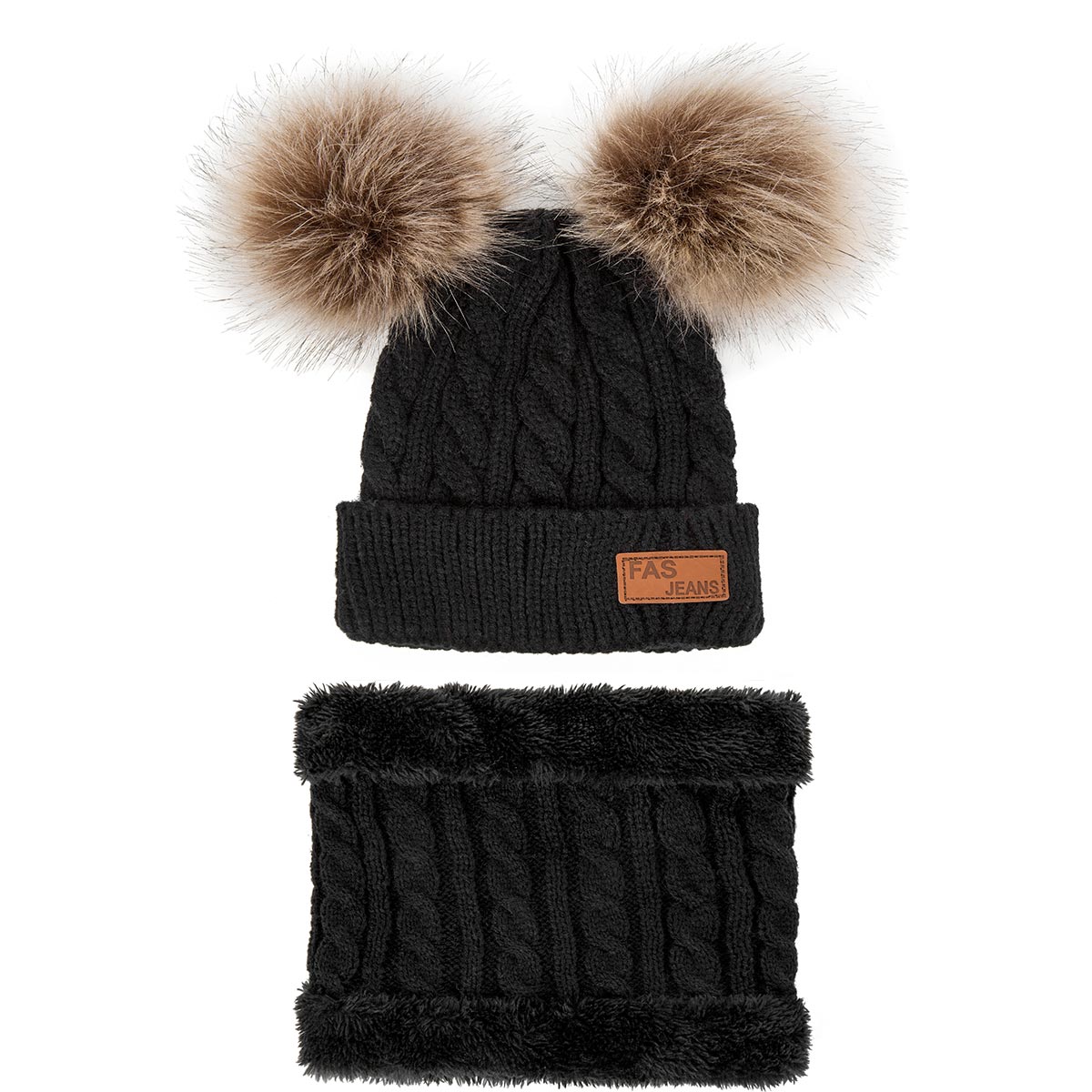 Mltbb Winter Muts En Sjaal Set Voor Kinderen Gebreide Beanie Muts Jongens Meisjes Kinderen Winter Hoed Pom Pom Winter motorkap Ring Sjaals