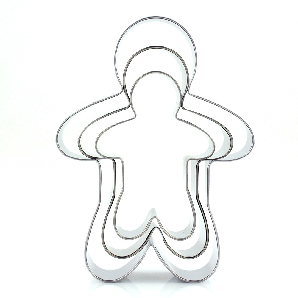 3pcs/set Dessert Stainless Steel Decorating Gingerbread Man Biscuit Mold Reusable Kitchen Cookie Cutter Baking Tools