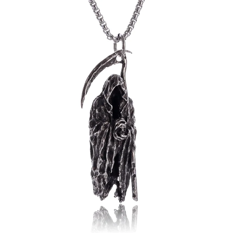 Colgante de calavera de cautiverio Chapado en plata, collar de motociclista Punk Rock para hombre, accesorio de joyería gótica de Halloween: De arma