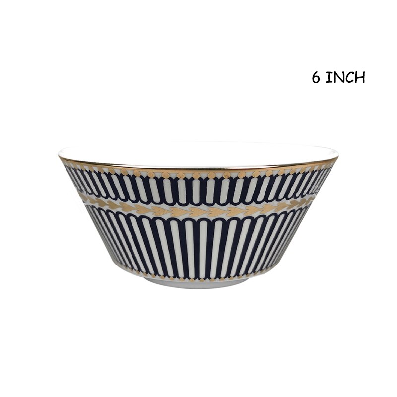 Assiette à Steak élégante en porcelaine, en os bleu, en céramique, plat à dîner, tasse à café, soucoupe, vaisselle familiale, décoration de la maison: 6 Inch Bowl