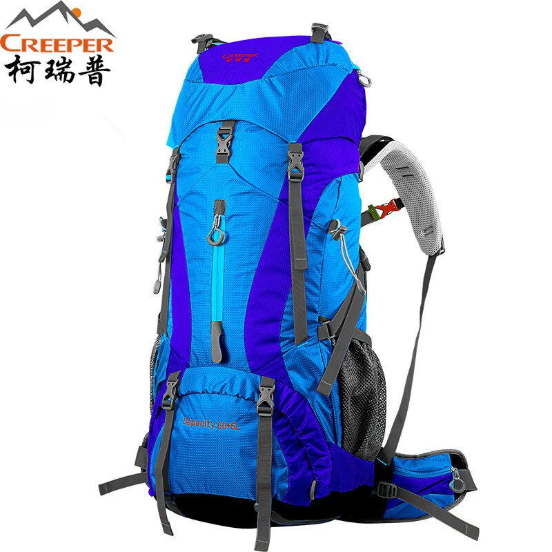Creeper Impermeabile Professionale di Trasporto libero Zaino Telaio Interno Arrampicata Campeggio Trekking Zaino Alpinismo Bag 60 + 5L: Blue