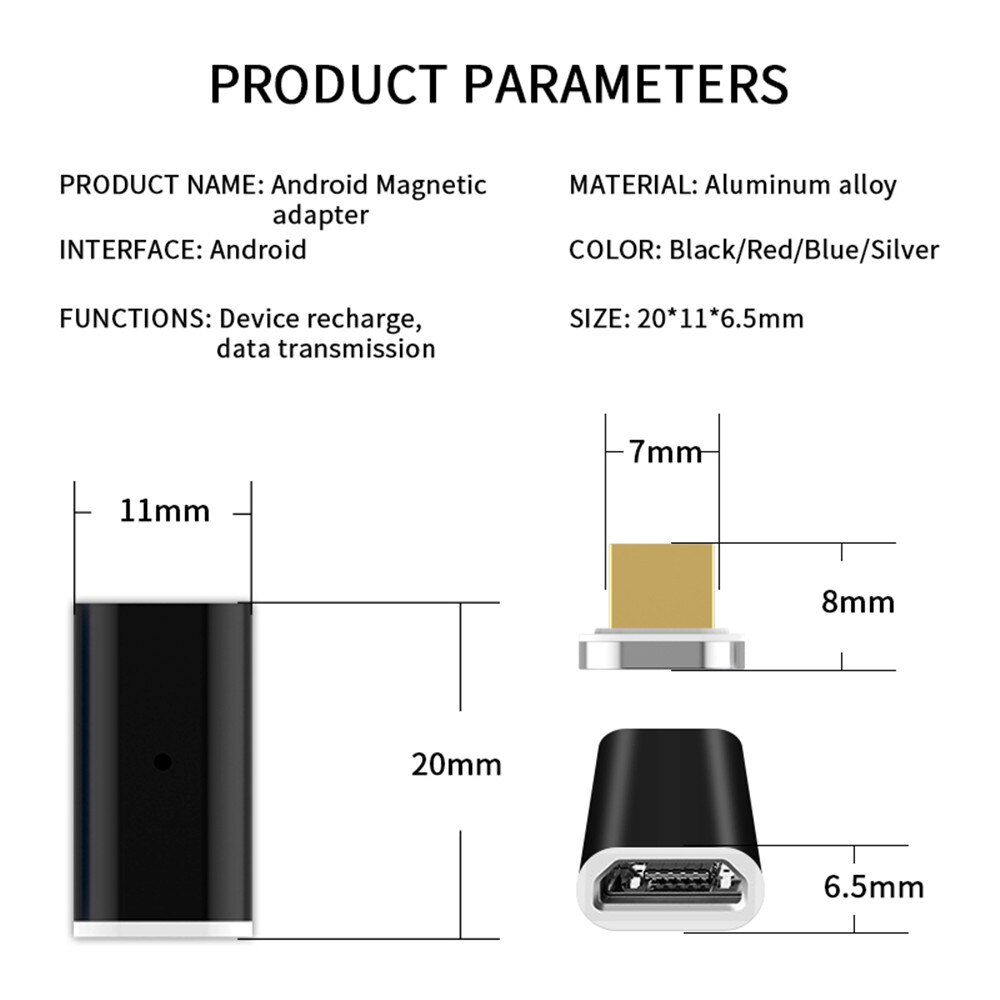 Mode Telefoon Adapter TYPE C USB Micro USB Magnetic Charger Converter Magnetische Adapter voor Magnetische Opladen Datum Kabel