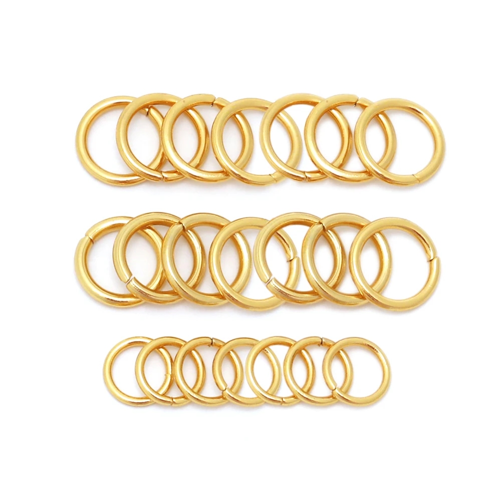 Anillos de salto de acero inoxidable dorados de 4mm, 5mm, 6mm, 7mm y 8mm, conectores de anillo dividido abiertos para suministros de joyería DIY, artículos al por mayor