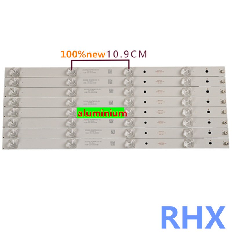 8 stück/lot 45x/ x /xf 202006-ds45 m 6100-01 ds45 m 61-ds01 424mm 3v 4 leuchten aluminium lcd-tv-hintergrundbeleuchtungsleiste