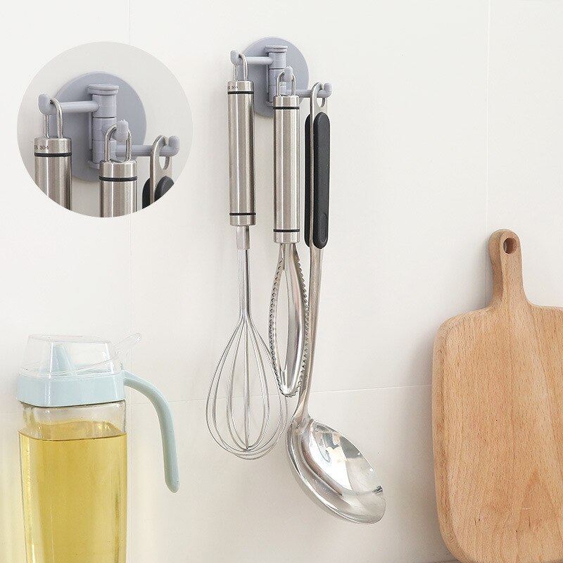 Rotary hook plastic hook bathroom wall hanging clothes towel hook household paste multifunctional hook free punching