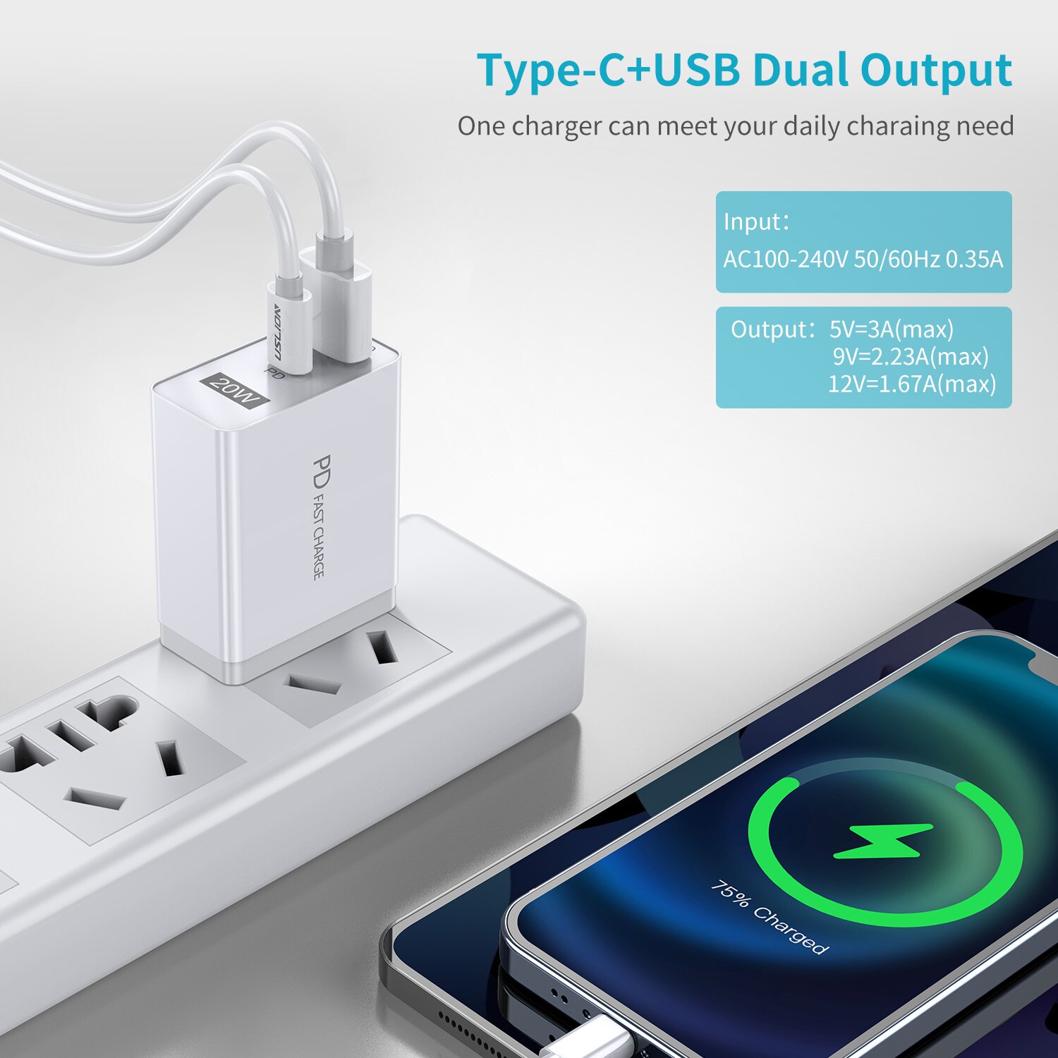 Gtwin  pd20w schnelllade-wandladegerät mit eu/us-stecker, usb-typ-c-netzteil für xiaomi 9, 8  s10 und iphone 12
