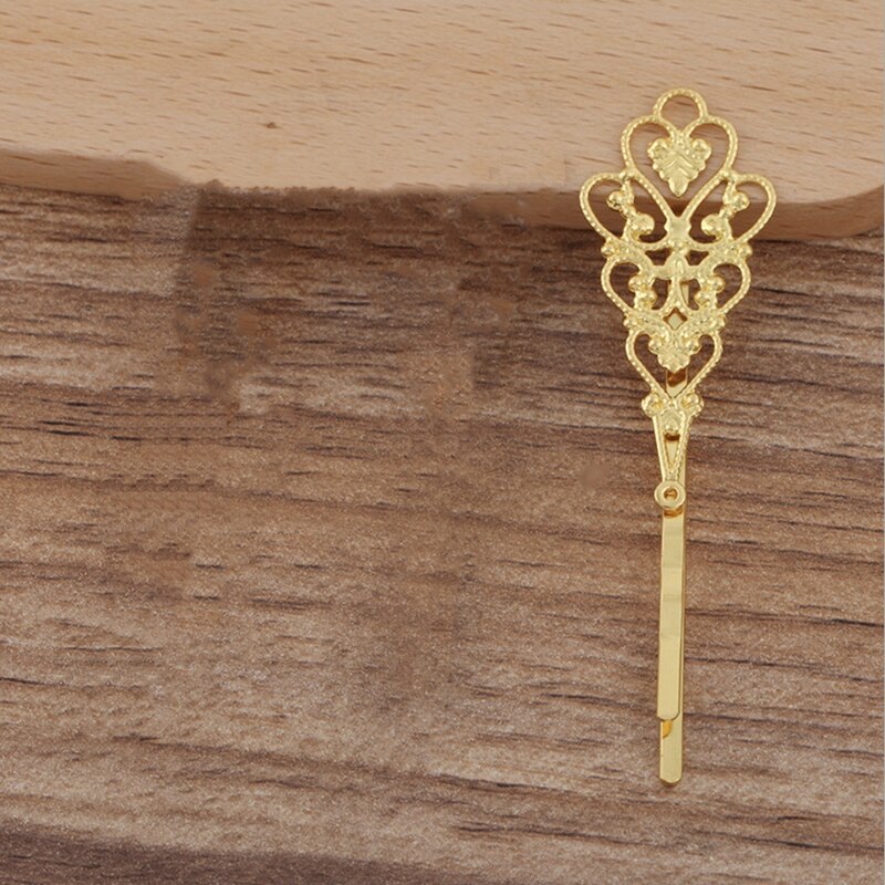10Pcs Brons Vintage Bloem Spacer Alligator Haar Clips Bobby Pins Haarspelden Haarspeldjes Accessoires Voor Vrouwen Meisjes: Gold