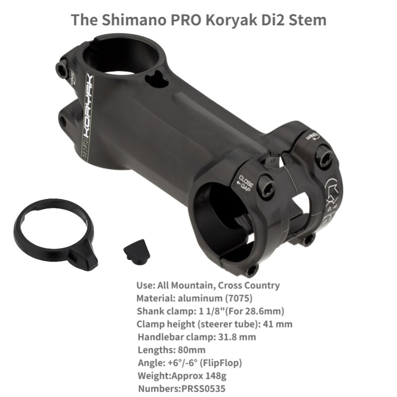 Shimano – tige PRO Koryak Di2, 0 degré + 6 °/-6 ° degrés, 1-1/8 &#39;&#39;31.8mm 35/50/60/70/80/90/100: 80mm