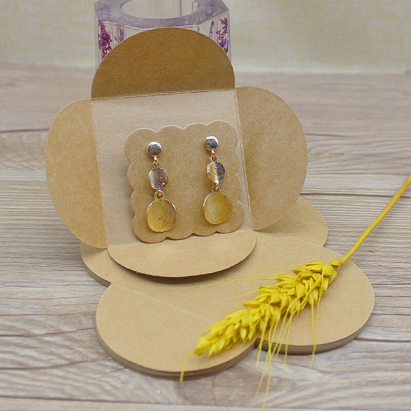 10pc wielokolorowy kwadratowy pudełko z biżuterią 6.5cm z wewnętrzną kartą kolczyka 5*5cm biały/różowy/fioletowy/kraft papierowe do biżeturii pudełko na kolczyki: Kraft / 10box 10card10ribbon