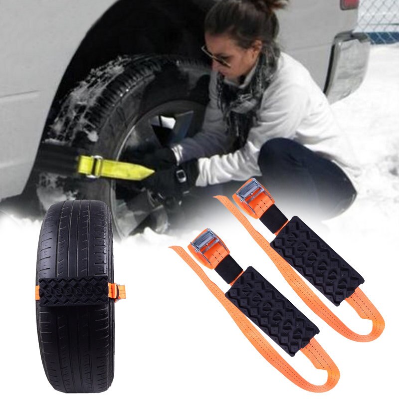 Chaînes de neige de secours antidérapantes de chaîne de roue de pneu de 2 pièces pour la glace/neige/boue/sable