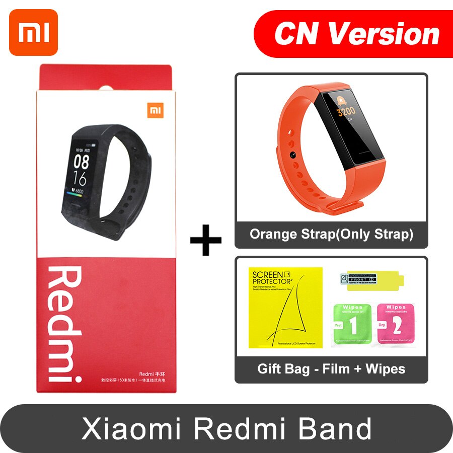 Xiaomi Redmi Band Smart Heart Rate Sport Monitor Bluetooth 5.0 Waterproof Bracelet Touch Large Color Screen Wristband: CN Orange N Film