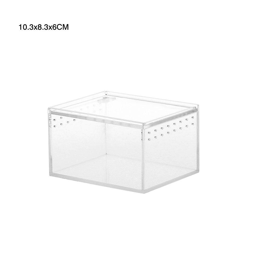 tanque para reptiles insectos arañas tortuga lagarto acrílico transparente caja de cría Vivarium tapa reptil mascota producto terrario: 10.3x8.3x6CM