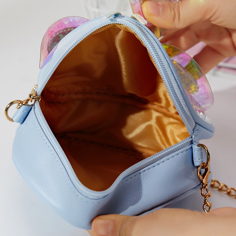 Koreanske børns mini håndtaske sød paillet butterfly crossbody tasker til børn piger kæde clutch pung skuldertaske
