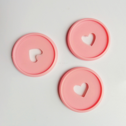 100PCS Colorful Heart Binder Rings Mushroom Hole Loose Leaf Ring Round Binding Plastic Disc Buckle Hoop DIY Binder Notebook: Pink