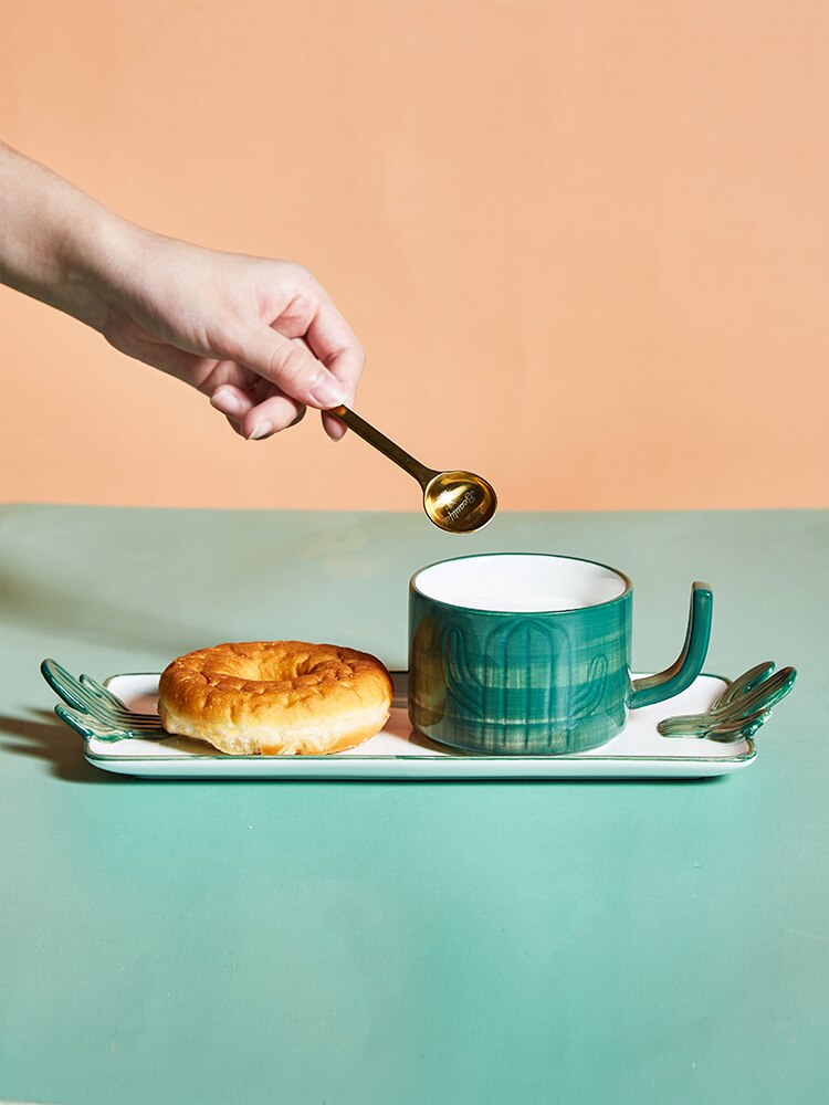 Ceramic Coffee Cup Mugs Cute Porcelain Eco Friendly Utensil Tea Cup Saucer Reusable Tazas Cafe Kitchen Supplies DF50BD