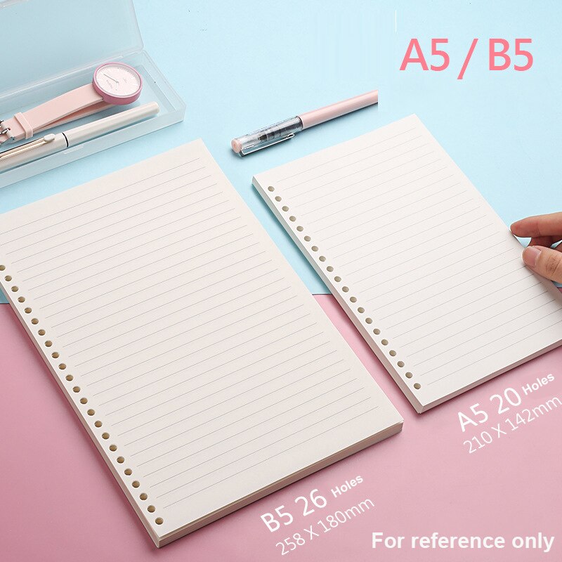 A5 B5 A4 Loose Leaf Notebook Refill Journal Plannner Notebook Inner Page 50 Sheets Diary Weekly Monthly DIY Inside Spiral Paper