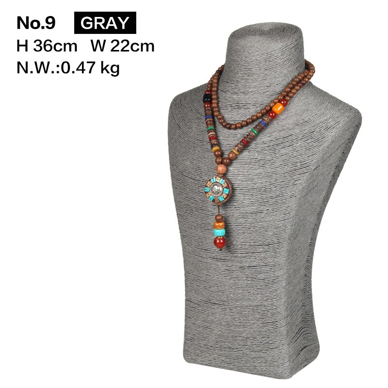 Hanf Seil Halskette Display Stand Halter Nizza Neue Halskette Aufhänger Schmuck Display Büste Modell Rack: No.9 Gray