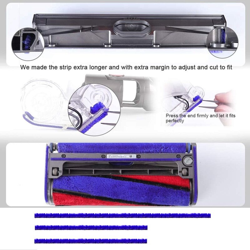 Replacement Bottom Strip Plush Strip Felt Strip for Dyson V6 V7 V8 V10 V11 Vacuum Cleaner Soft Roller Head Accessories