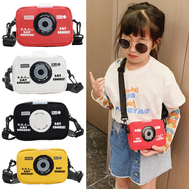 Girls Canvas Camera Bag Shoulder Bags Messenger Crossbody Handbag Kids girls mini Coin Purse 4 colors