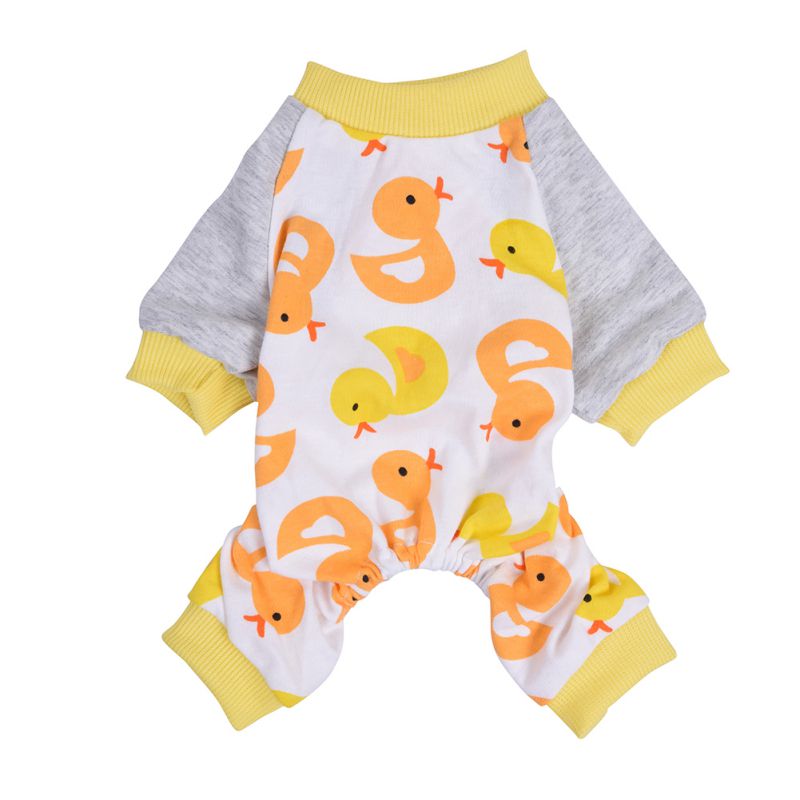 Dog Cotton Pajamas Sleepwear Small Dog Soft Clothes Pet Jumpsuit Coat Apparel: Yellow / XS