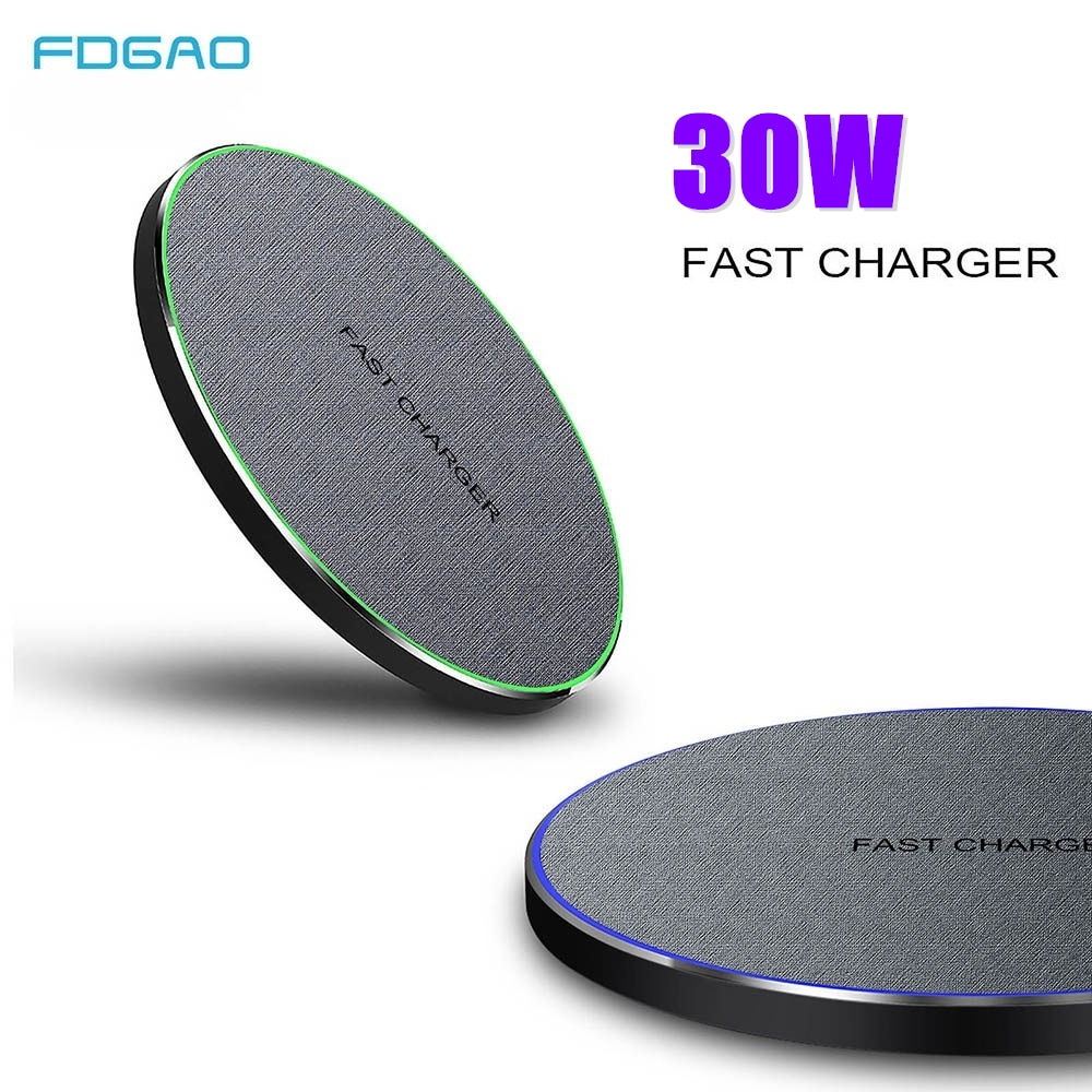 Fdgao 30w qi carregador sem fio para iphone 12 mini 11 pro max xs xr x 8 USB-C indução rápida almofada de carregamento para samsung s20 s10 s9